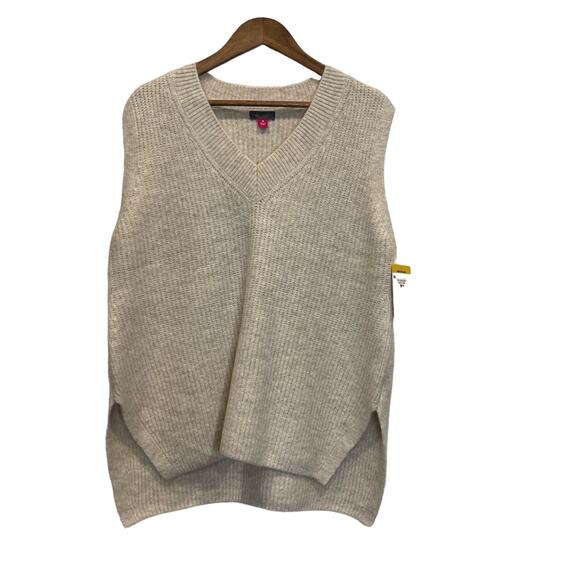 Vince Camuto Beige Women's V-Neck Knit Sweater Vest NWT Size M - Picture 1 of 6